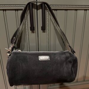 Harley-Davidson Black Suede Shoulder Bag with Silver Accents